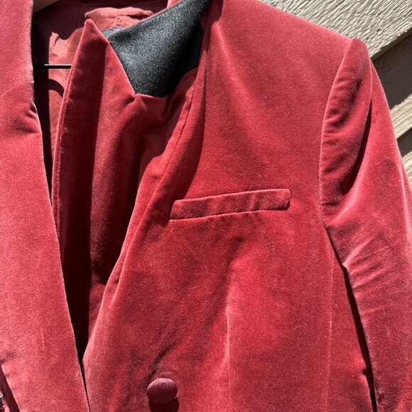 EUC Banana Republic Double-Breasted Cabin Red Velvet Blazer - Picture 9 of 12